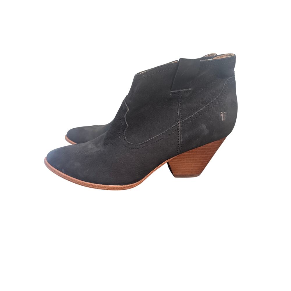 Frye Reina Ankle Boot Women 8.5 Black Leather Heels Pointed Toe 8M N